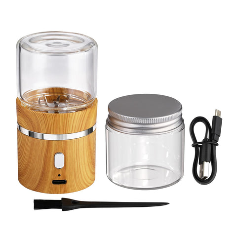 BEIXIFO electric herb grinder compact front view highlights portable design and quick grinding potential.