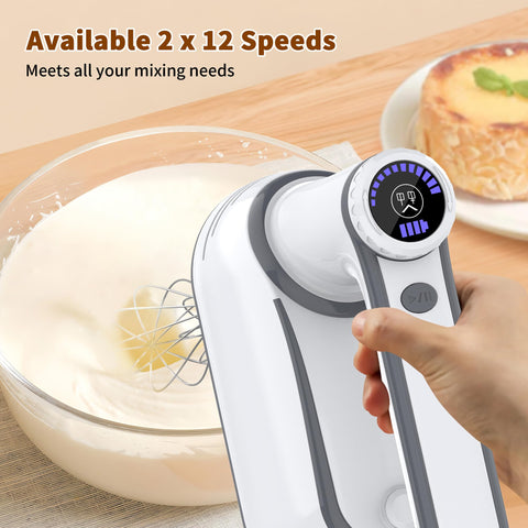 Beizuzu hand mixer eject button enables fast accessory changes.