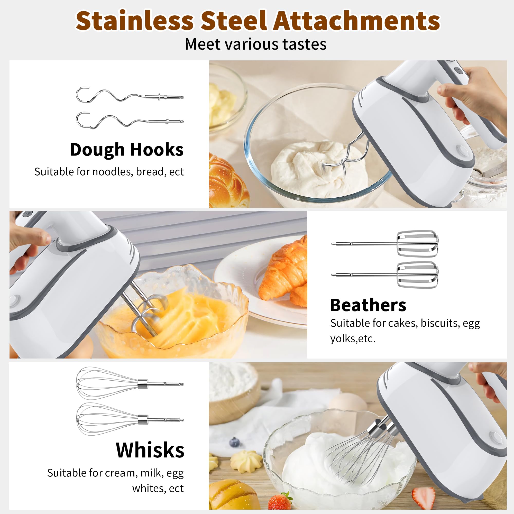 Beizuzu cordless hand mixer storage case keeps attachments neatly organized.