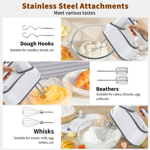 Beizuzu cordless hand mixer storage case keeps attachments neatly organized.