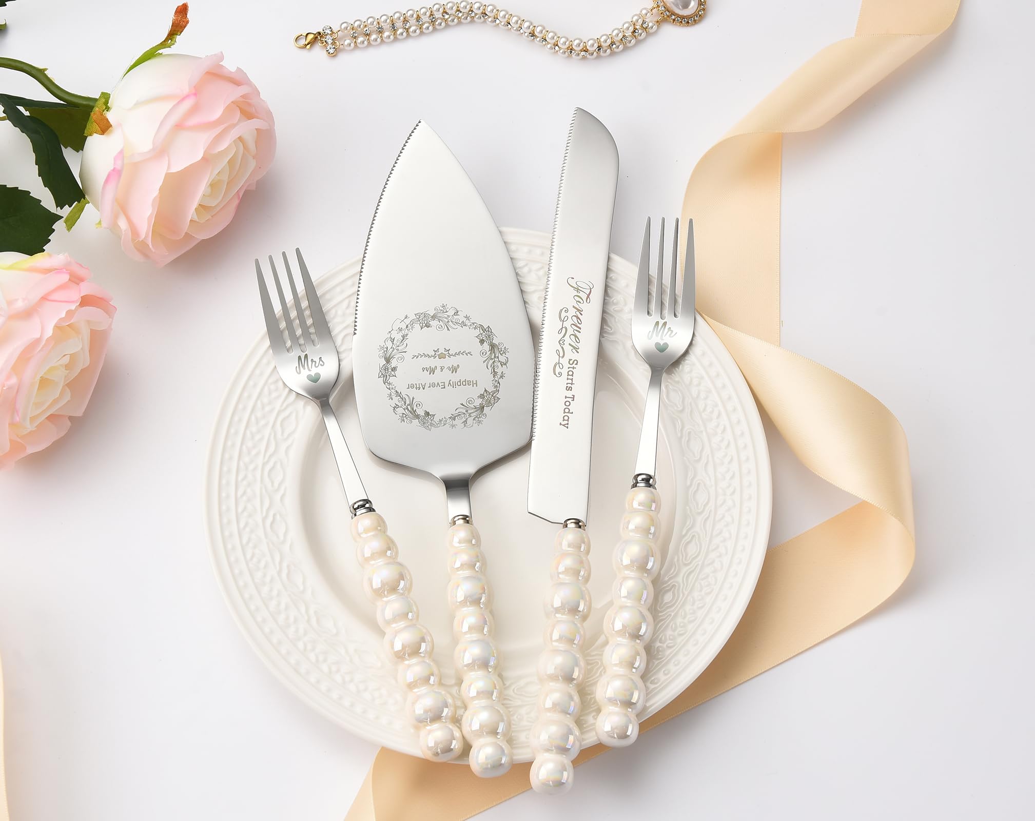 BEKESIN mirror-finish knife and server for refined wedding reception plating
