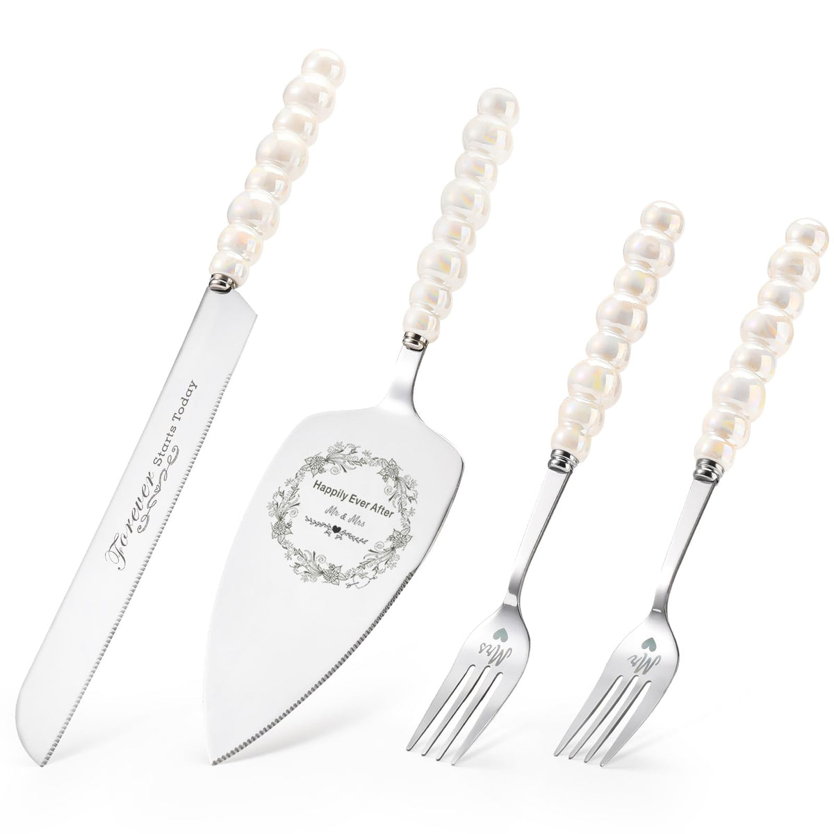 BEKESIN wedding knife and server with ceramic pearl handle for elegant cake cutting