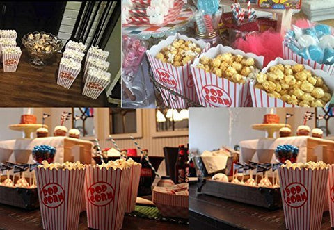 Bekith striped popcorn boxes in a home theater setup for family entertainment