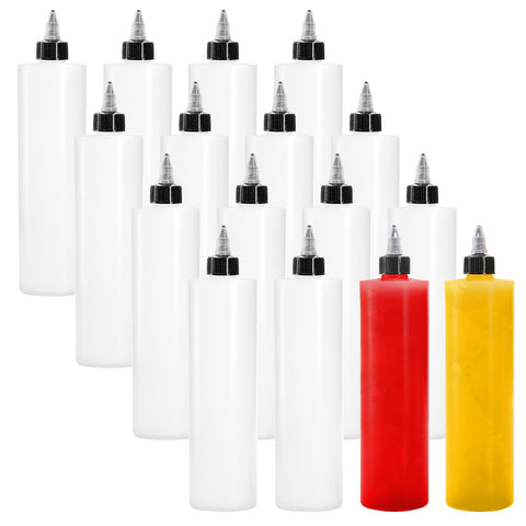 Bekith 12-pack 16oz bottles with twist-top caps for precise, leak-free dispensing.