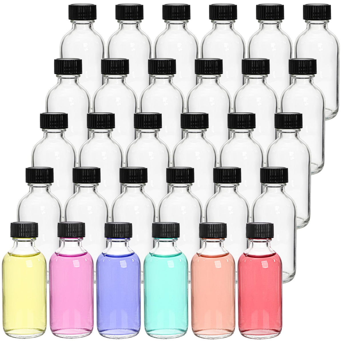 Bekith 2oz Boston round clear glass bottle for easy content identification