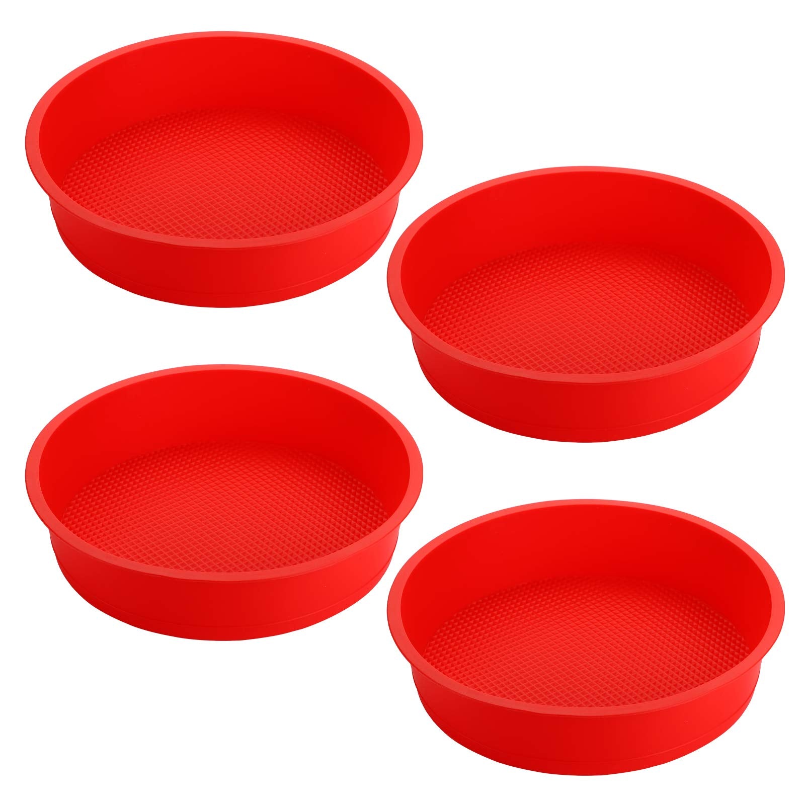 Bekith 4-pack 9-inch silicone pans, top view, for even baking and easy release.
