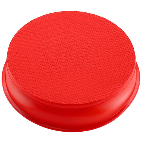 Bekith 9-inch round silicone pans in oven, heat resistant up to 450°F.