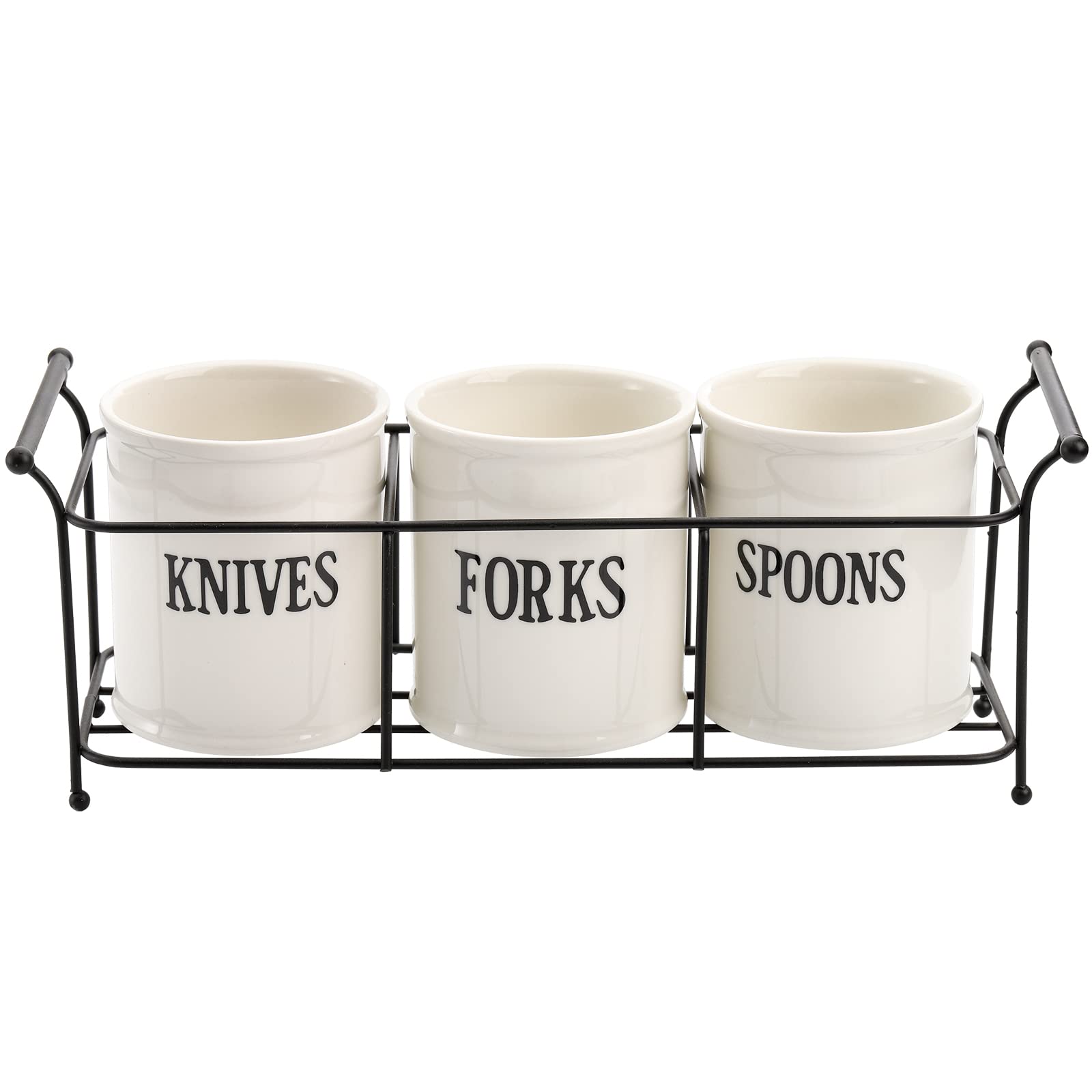 Bekith ceramic utensil caddy white with fork holder for orderly prep.