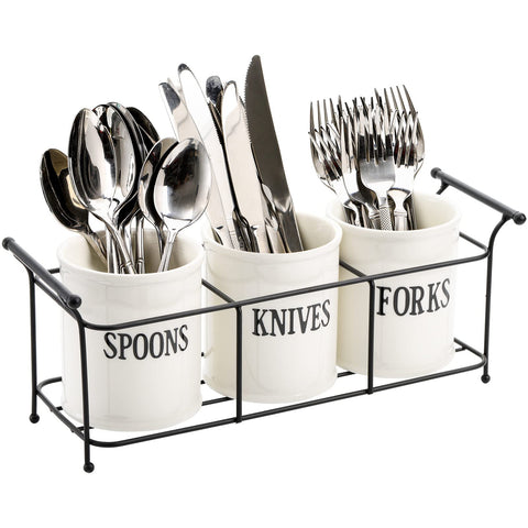 Bekith ceramic utensil caddy with spoon holder keeps counter organized.