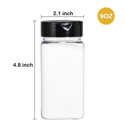 Bekith clear plastic spice containers for quick spice identification and freshness.