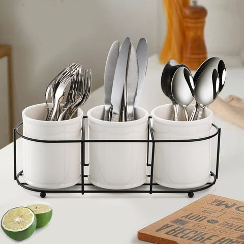 Bekith flatware caddy in a kitchen cabinet demonstrates organized storage for parties