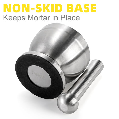 Bekith mortar-pestle easy-clean surface for quick rinse after use