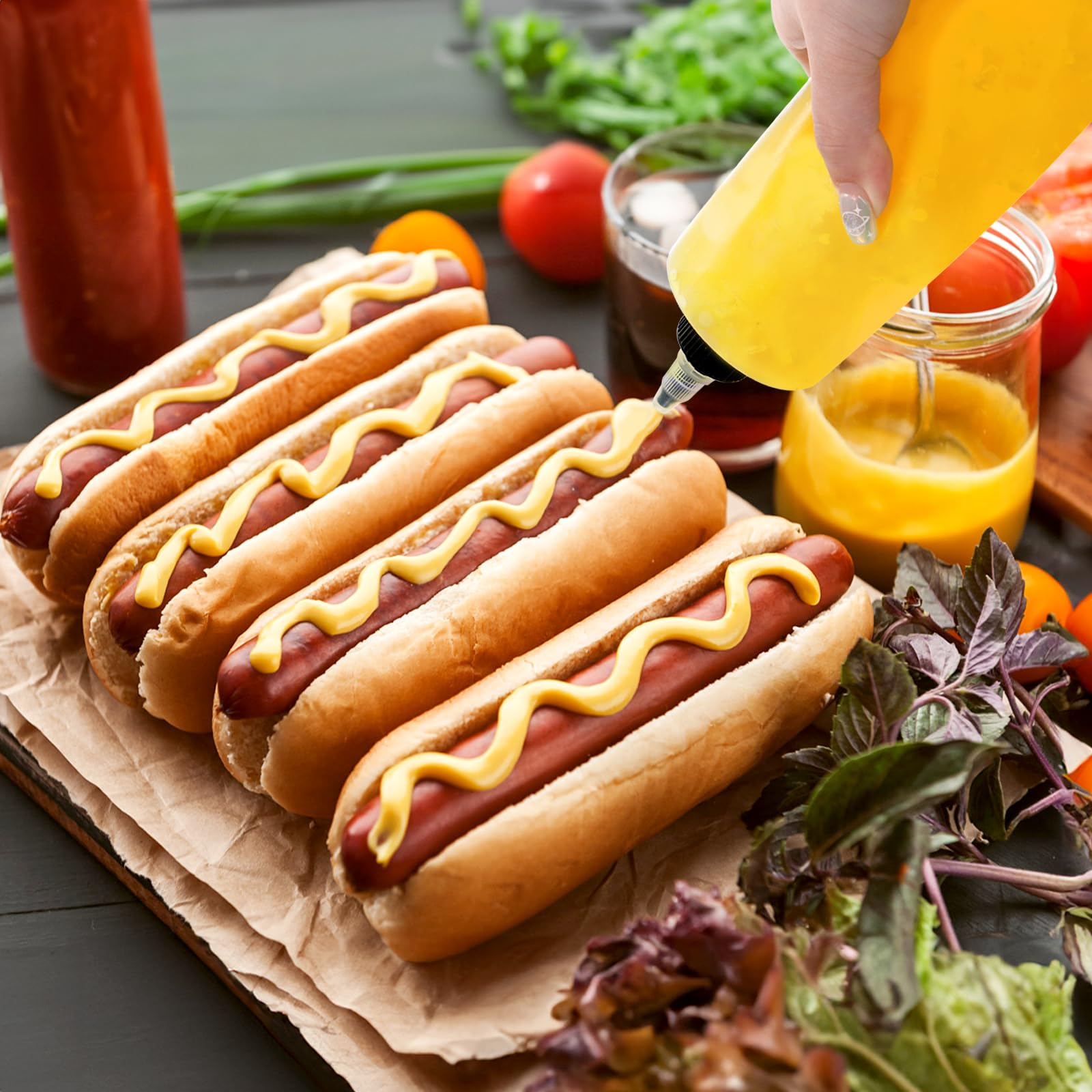 Bekith multipurpose condiment bottles suitable for sauces, glues, or syrups.