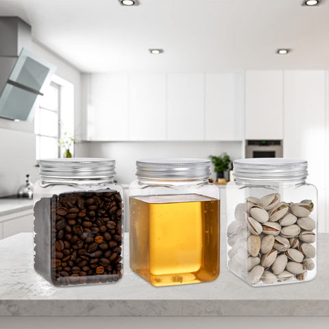 Efficient pantry organization with these Bekith jars on display.