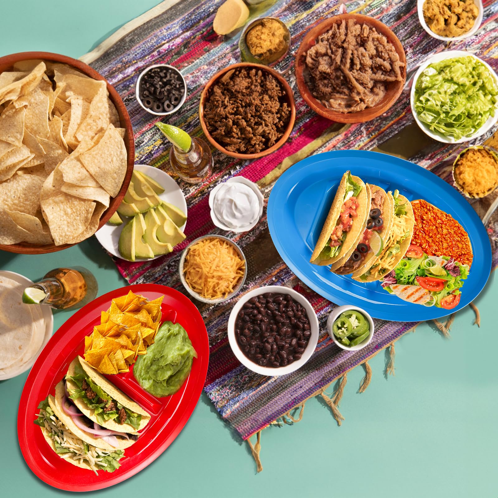 Bekith BPA-free plastic plates are dishwasher and microwave safe.