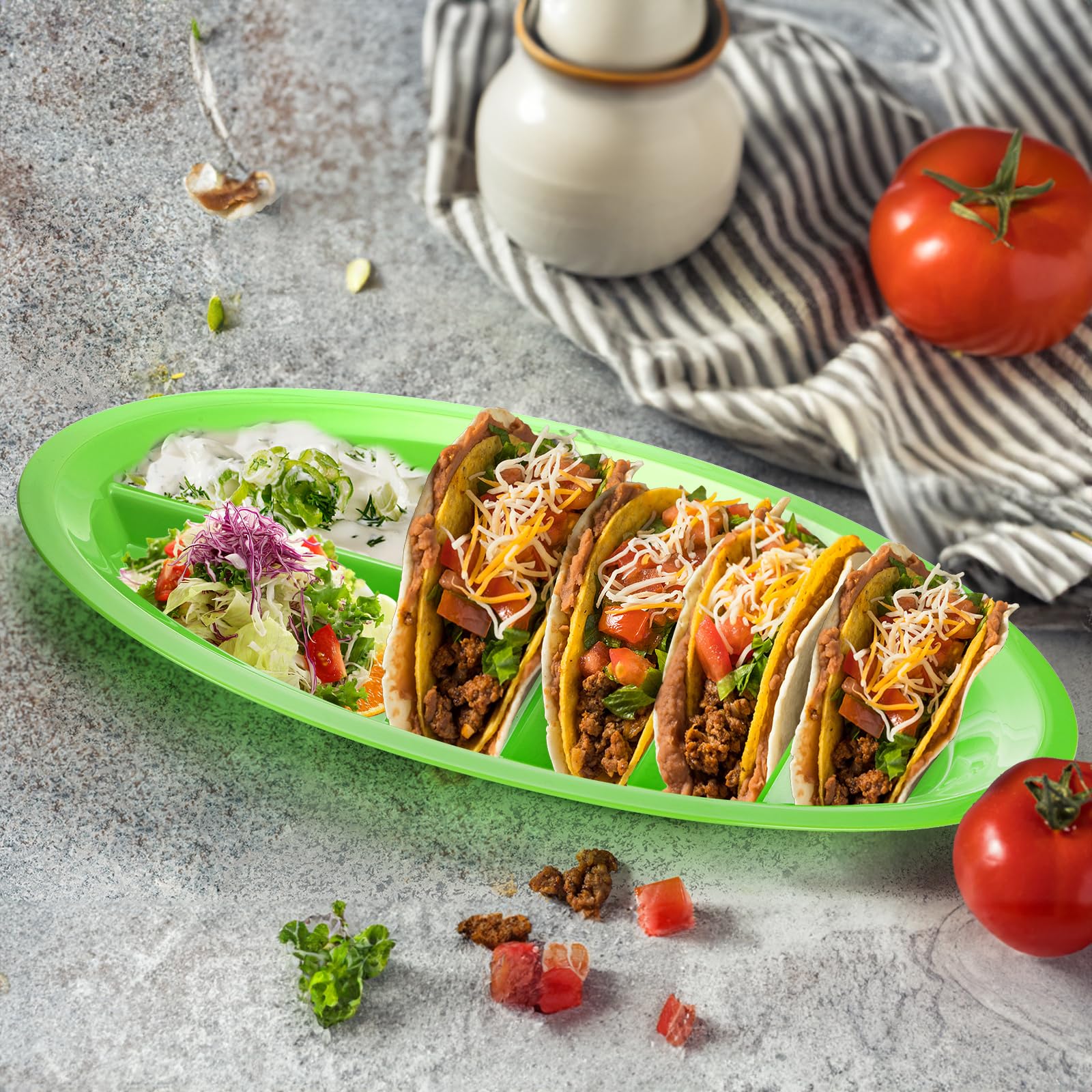 Bekith party plates ideal for taco bars, buffets, and large gatherings.
