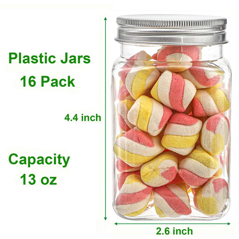 Bekith wide-mouth clear plastic jar, easy access for dry goods.
