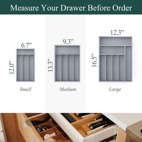 BEKVEM bamboo drawer divider system highlighting eco friendly, space saving compartments