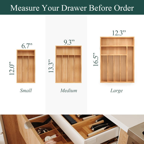 BEKVEM bamboo silverware organizer drawer setup demonstrates efficient space use and quick utensil reach.