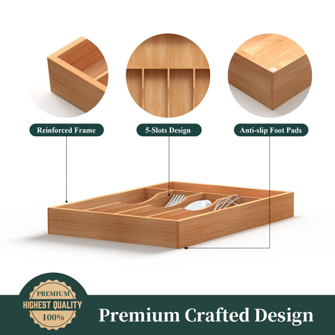 BEKVEM bamboo silverware organizer durable construction supports years of daily use.