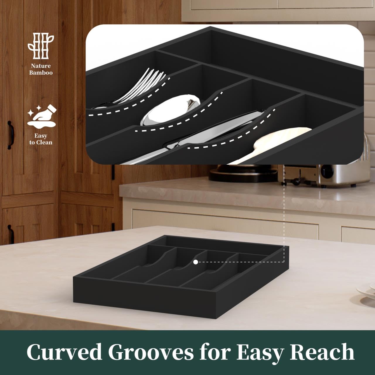 BEKVEM anti-slip pads prevent sliding during drawer use.