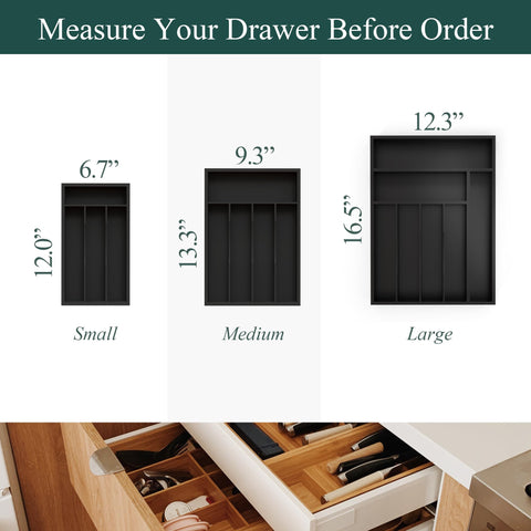 BEKVEM kitchen drawer organizer with anti-slip pads keeps utensils in place.