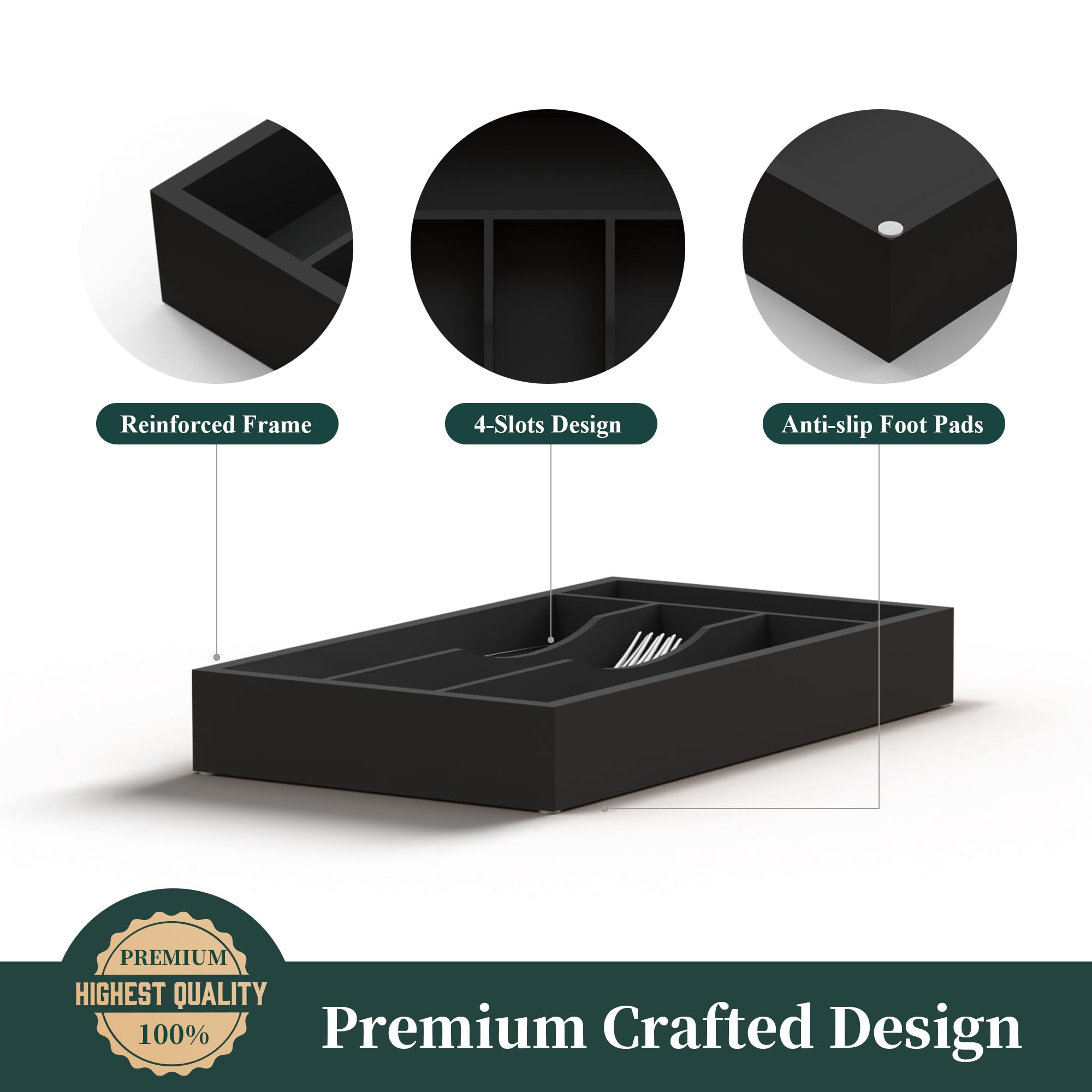 BEKVEM expandable utensil holder fits wide drawers with smooth sliding action.