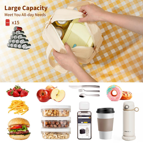 Belaven insulated lunch bag beige open compartment showcases flexible storage without dividers