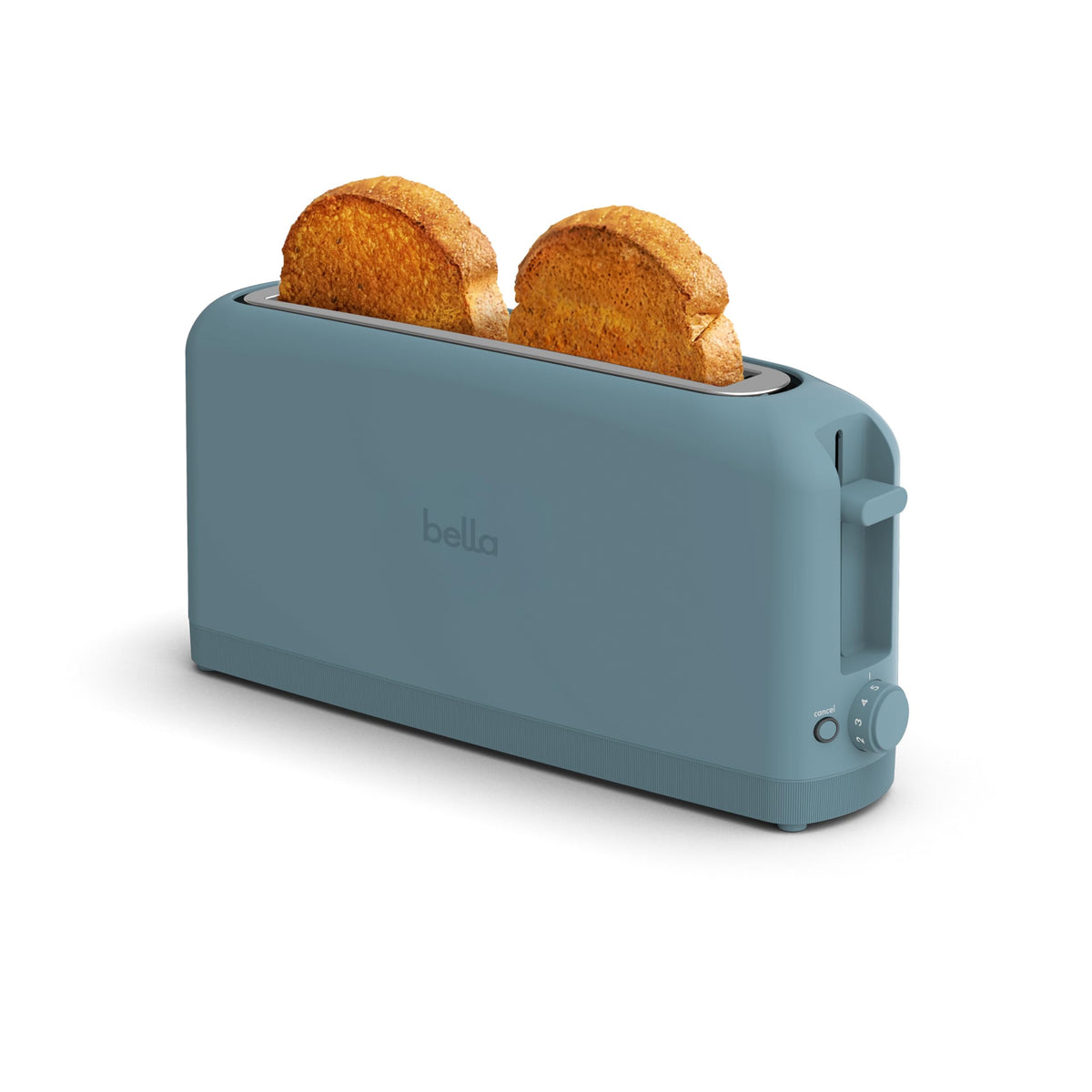 Bella 2-Slice Slim Toaster long slot for quick, even toasting of two slices.