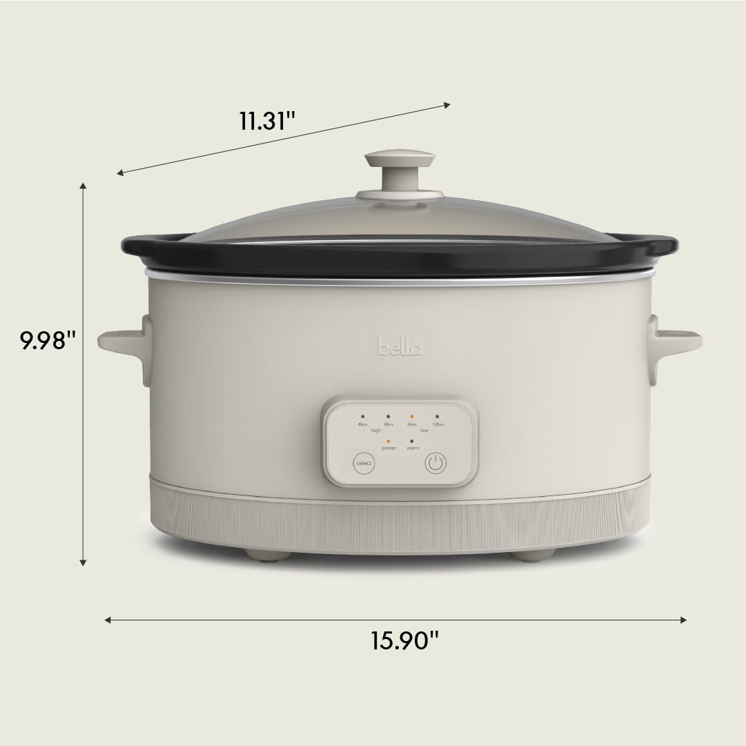 BELLA 6qt slow cooker in plum color elevates table presentation.