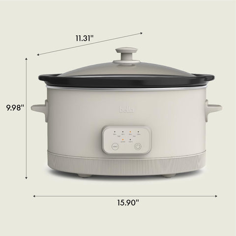BELLA 6qt slow cooker in plum color elevates table presentation.