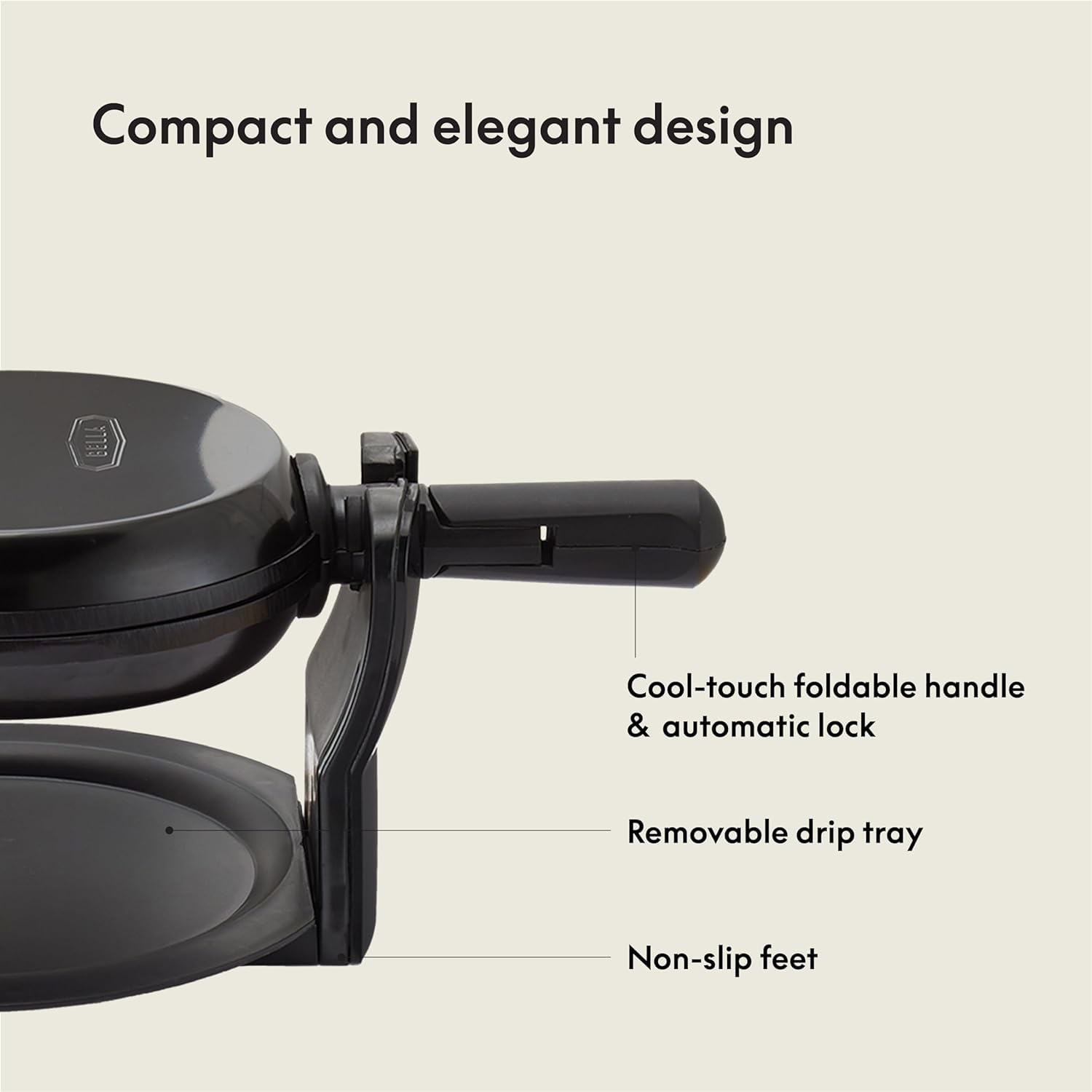 BELLA Classic rotating waffle maker removable drip tray keeps counters clean during busy mornings.