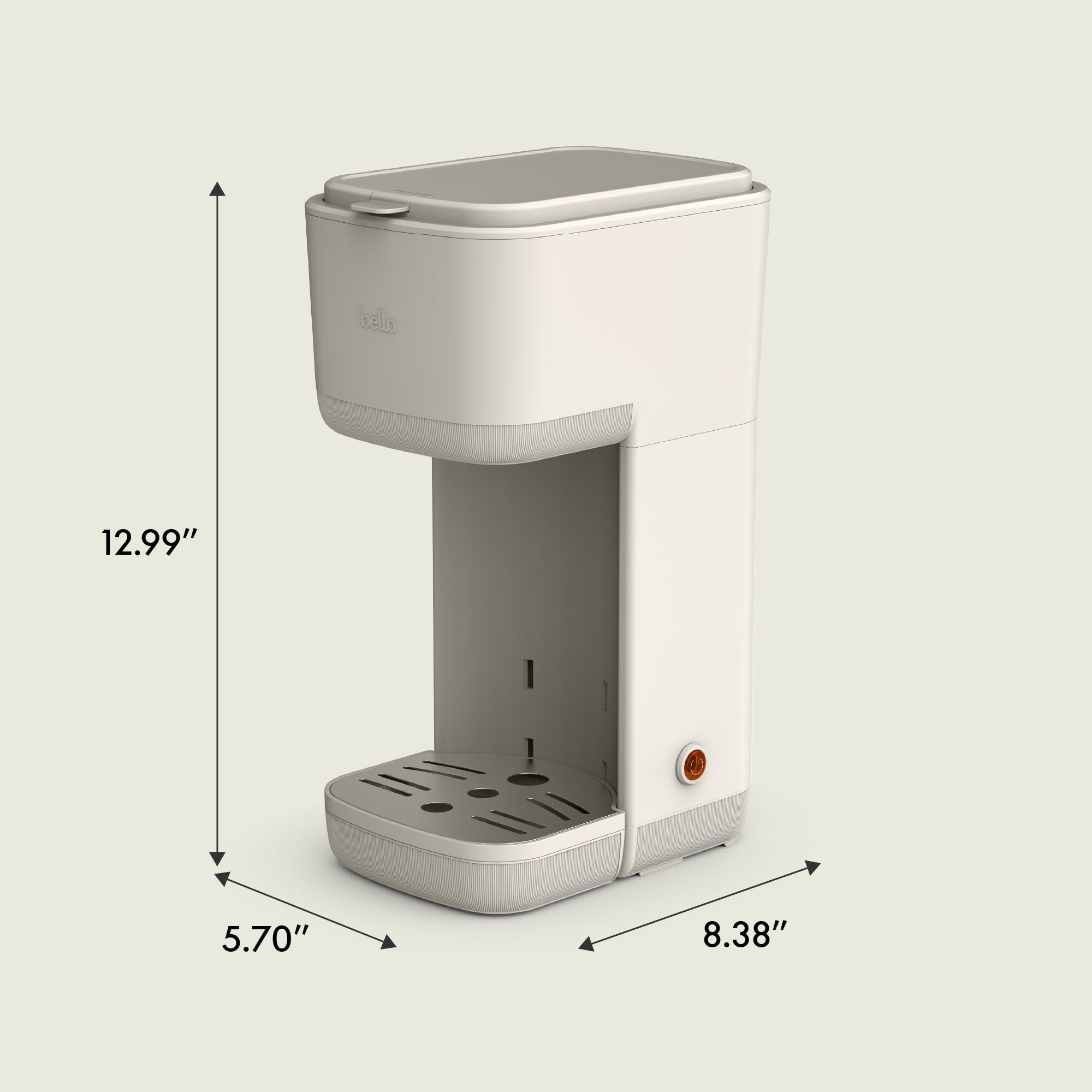 Bella coffee maker with 14oz water tank for quick mornings.