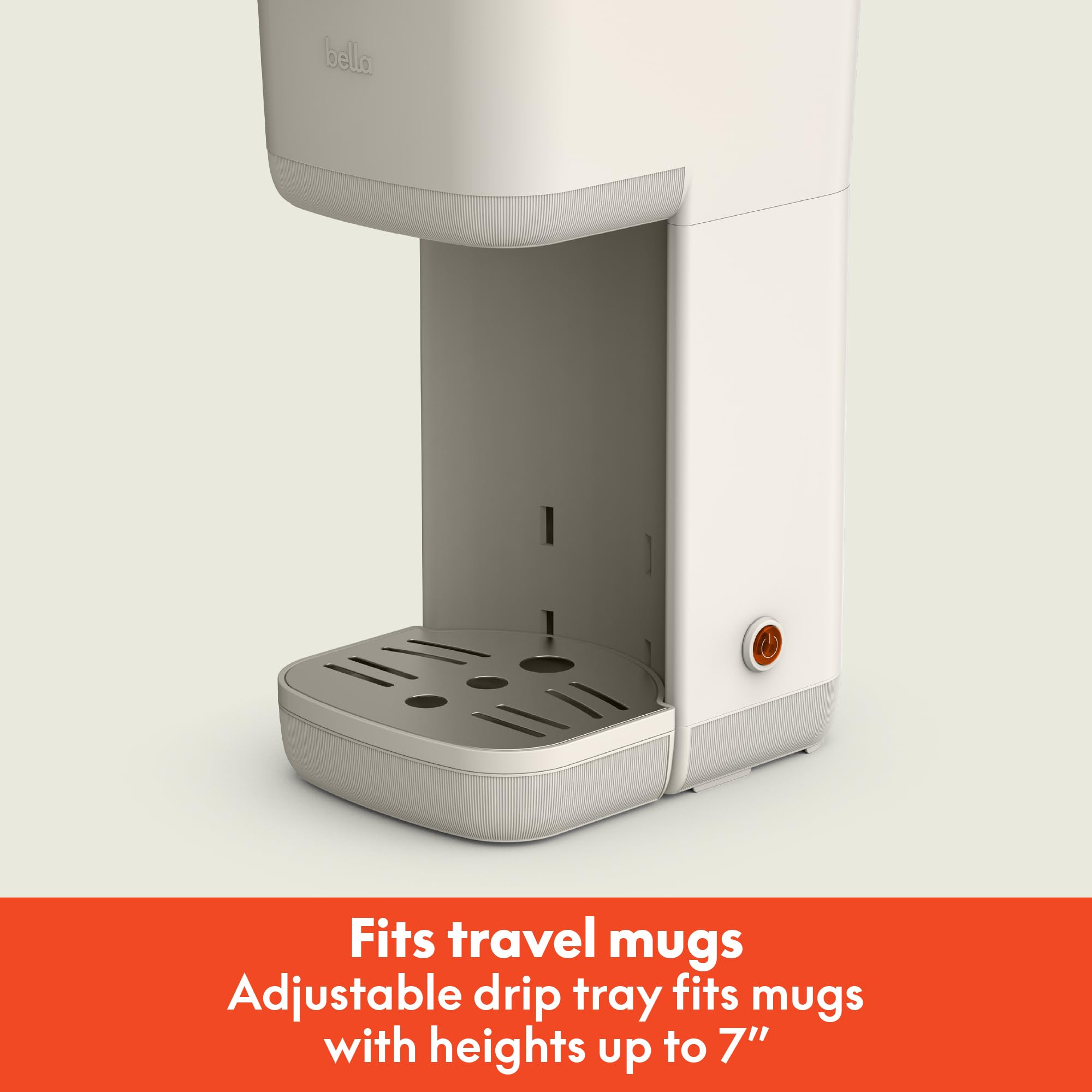 Bella coffee maker includes dishwasher-safe pod adapter and filter.