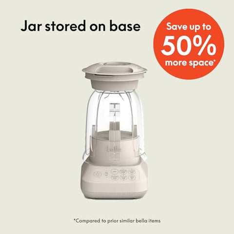 BELLA Flip and Store blender base with compact form fits under cabinets.