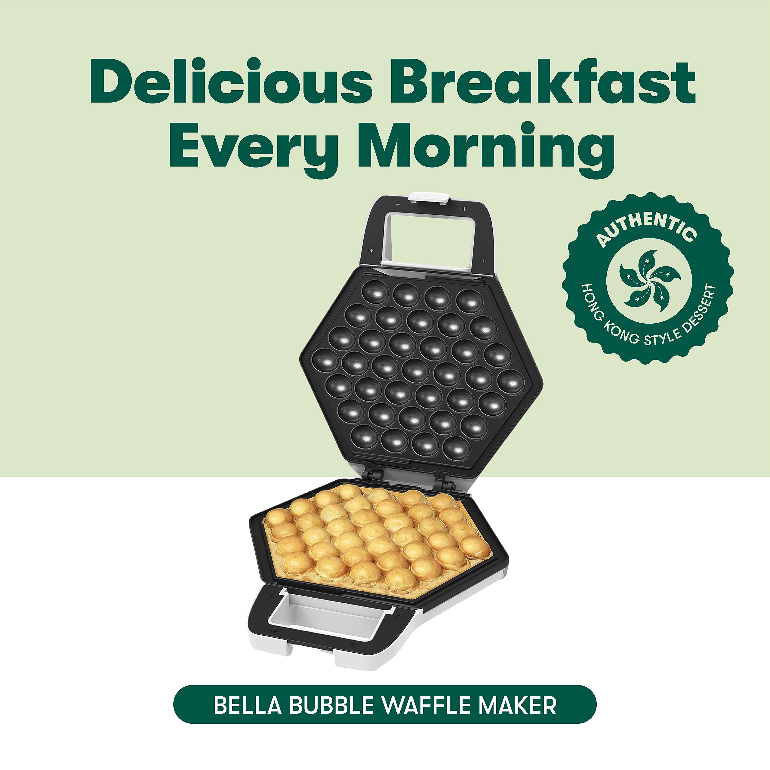 BELLA waffle iron with non-stick coating for easy release and cleanup