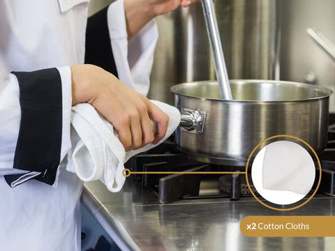 Bella Cooks universal lid on a 12in pot highlighting one lid for multiple pots.