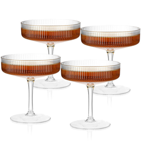 Bellaforte hand-blown cocktail glass highlights artisanal charm and unique silhouette.