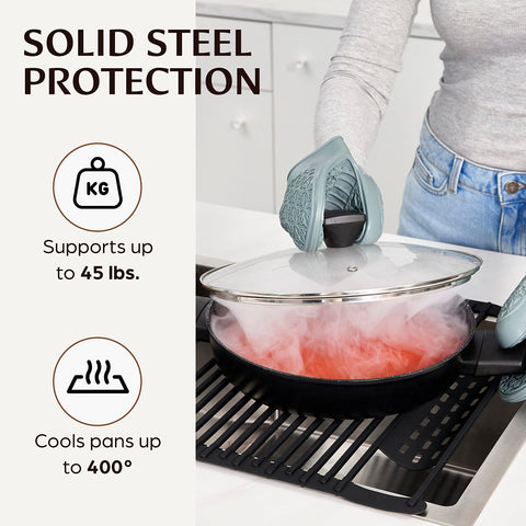BELLE TERRE non-slip silicone coating protects dishes on the roll-up rack while drying