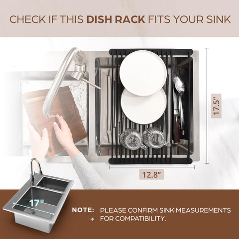 BELLE TERRE roll-up rack shows heat resistance up to 400°F for hot cookware