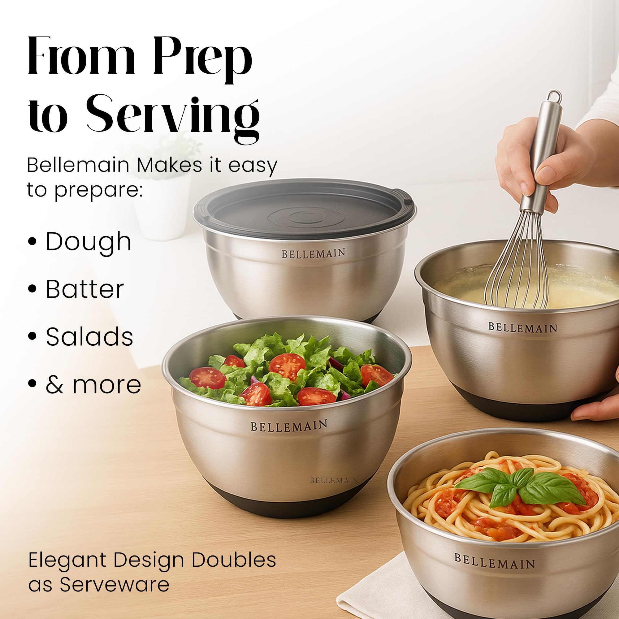 Bellemain airtight lids close-up illustrating spill prevention and freshness lock