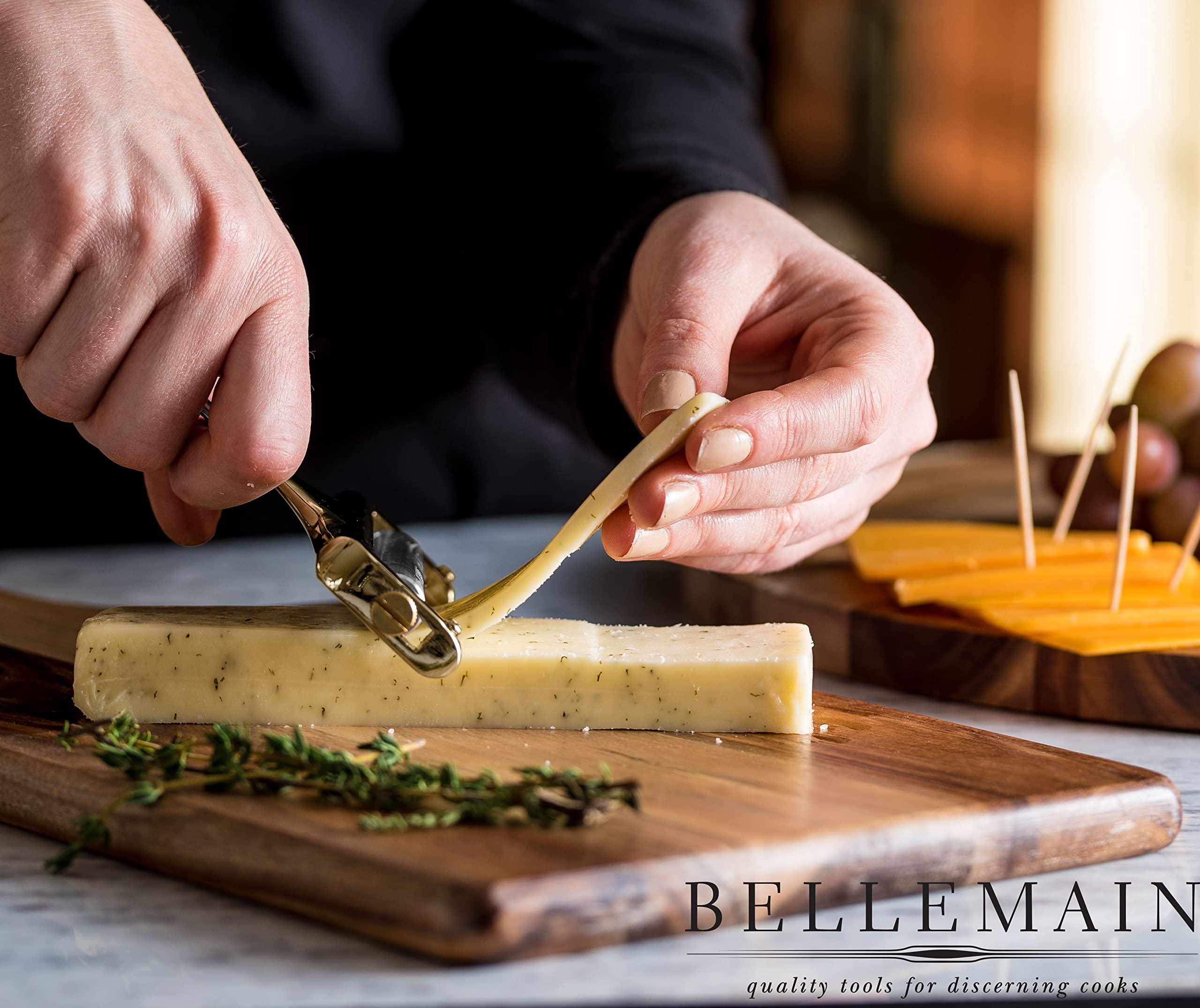 Slicer in use for sandwich preparation and antipasti serving.