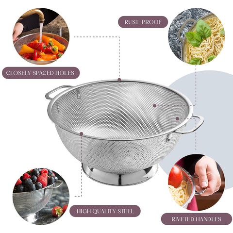 Bellemain 5 Qt colander great for draining pasta and vegetables.