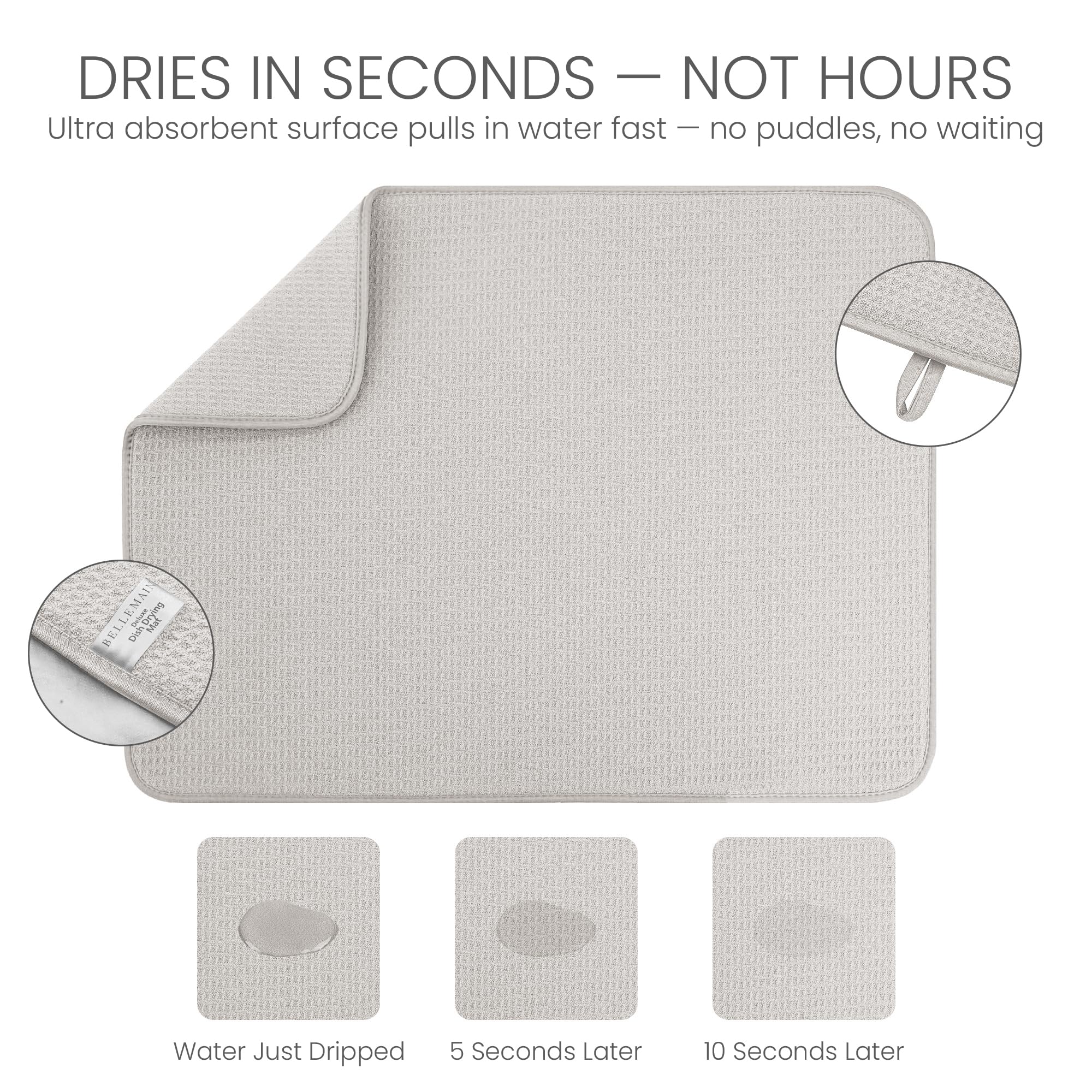 Bellemain dish mat protects countertops from scratches during drying