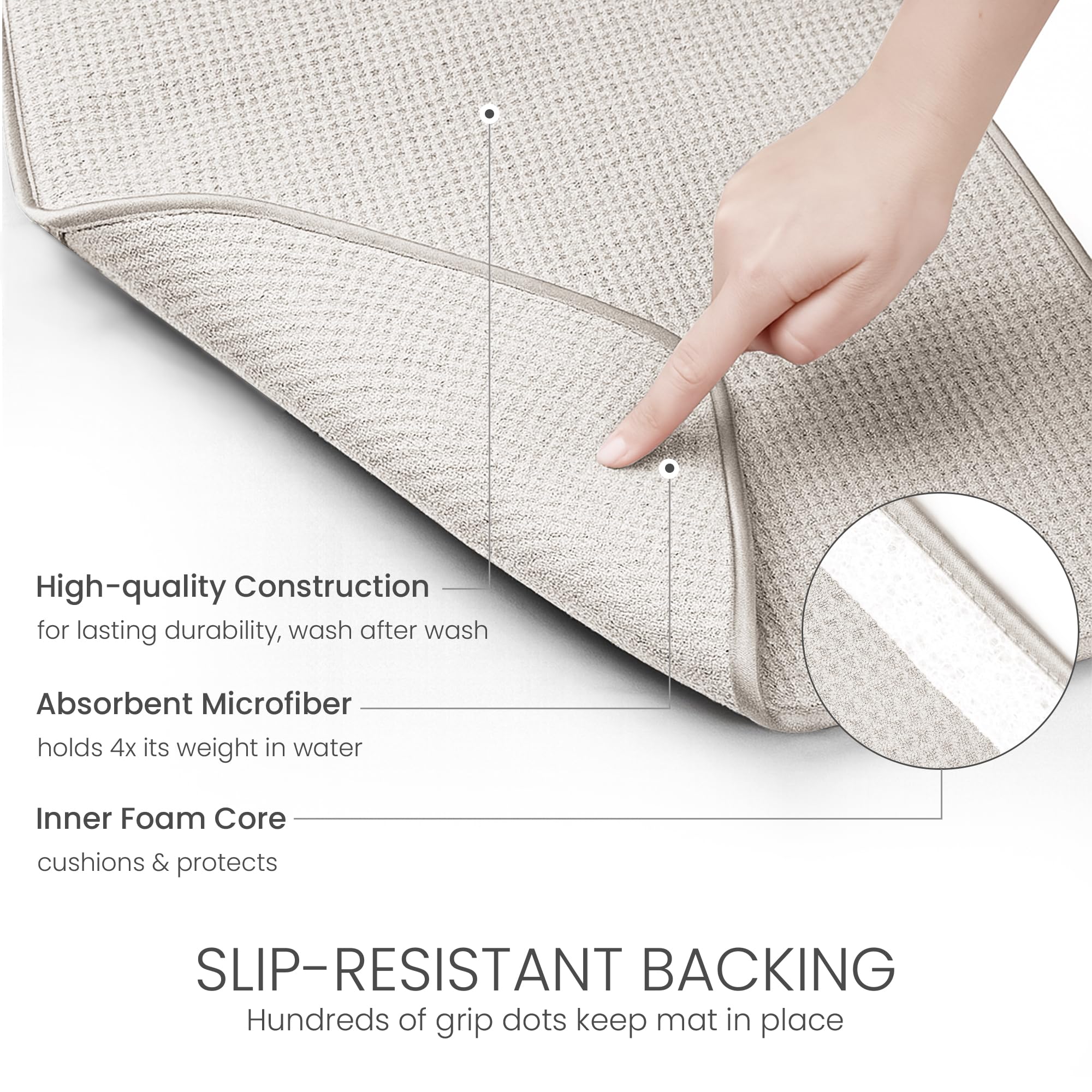 Bellemain dish mat shows washable microfiber for easy cleanup