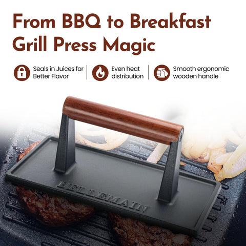 Bellemain grill press delivering sizzling sear on meat