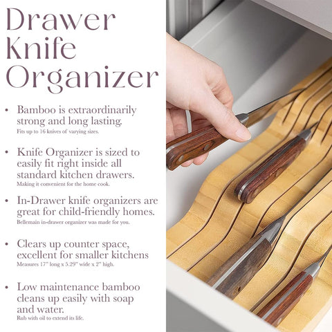 Bellemain in-drawer knife organizer fits standard drawers neatly