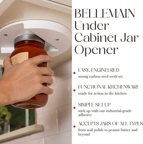 Bellemain jar opener mounted with adhesive-back for fast installation