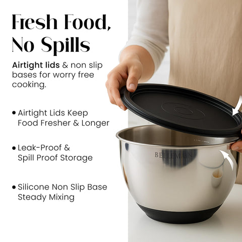 Bellemain nesting bowls on counter demonstrating space-saving design