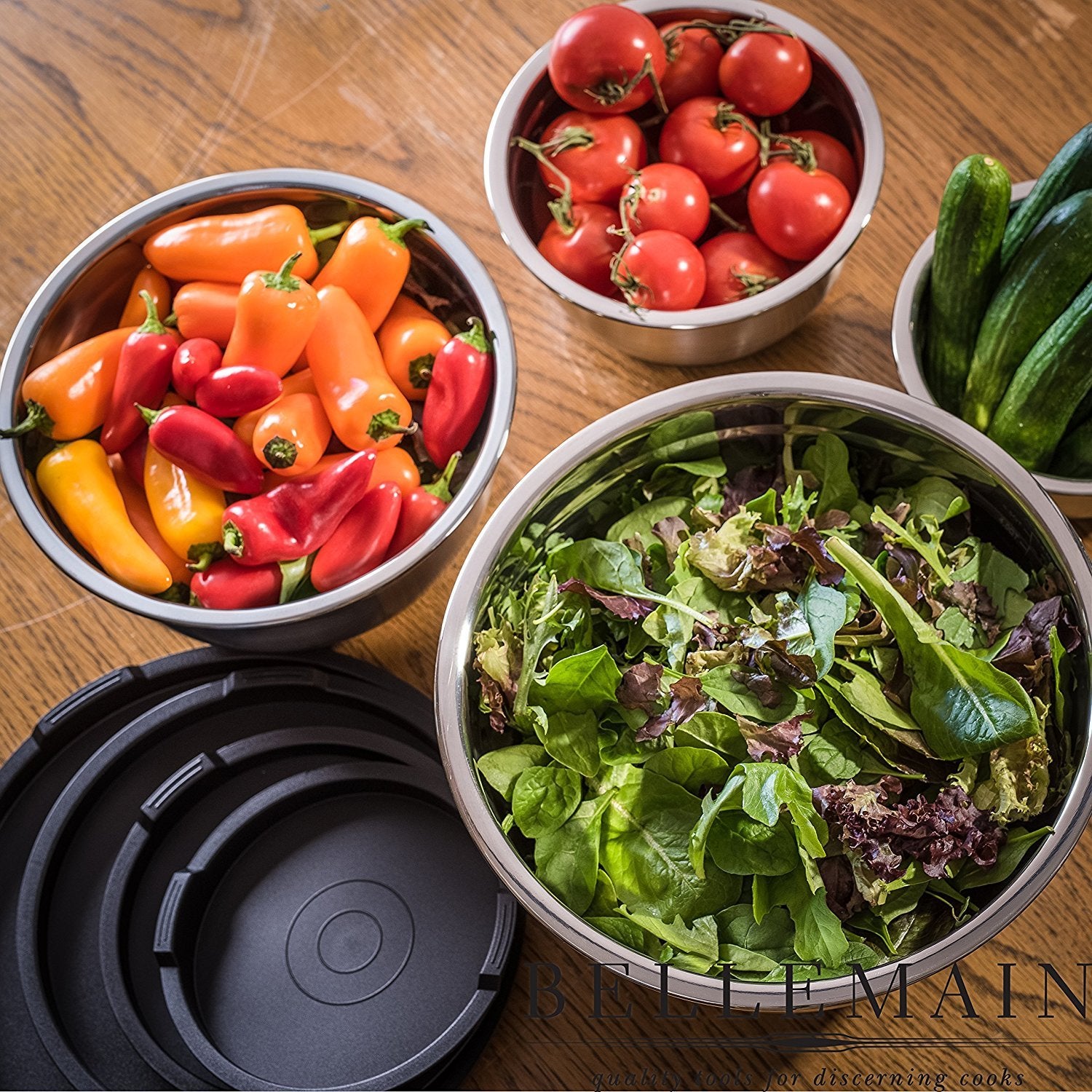 Bellemain bowls showcase non-slip bottoms for steady mixing on the counter